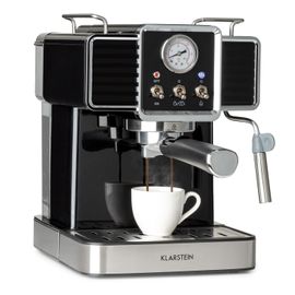 Klarstein gusto classico - machine à expresso 1350w - pression 20 bars - réservoir 1,5l - pour café moulu et dosettes - noir