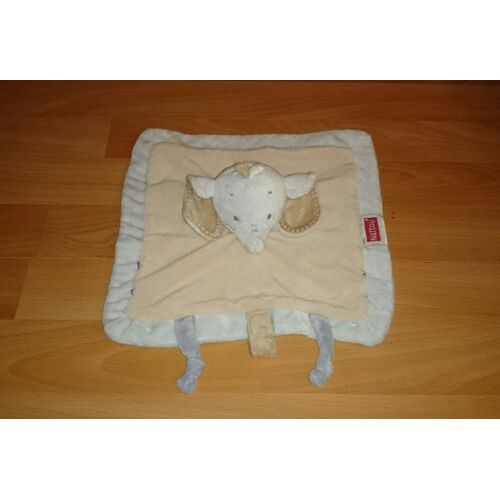 Doudou Plat Éléphant Bleu Et Beige Nattou