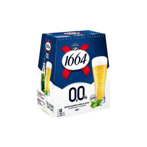 1664 Bière Blonde 0.0° 0.01% 6 X 25 Cl 0.01%Vol.