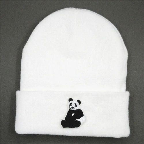 Chapeau Tricoté Épais En Coton Pour Homme Et Femme,Bonnet Chaud Avec Broderie De Panda,90