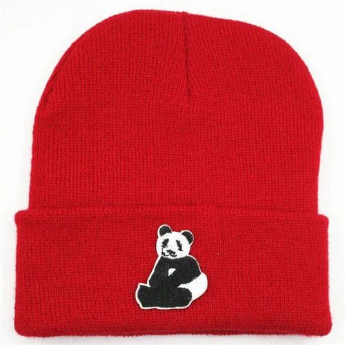 Chapeau Tricoté Épais En Coton Pour Homme Et Femme,Bonnet Chaud Avec Broderie De Panda,90