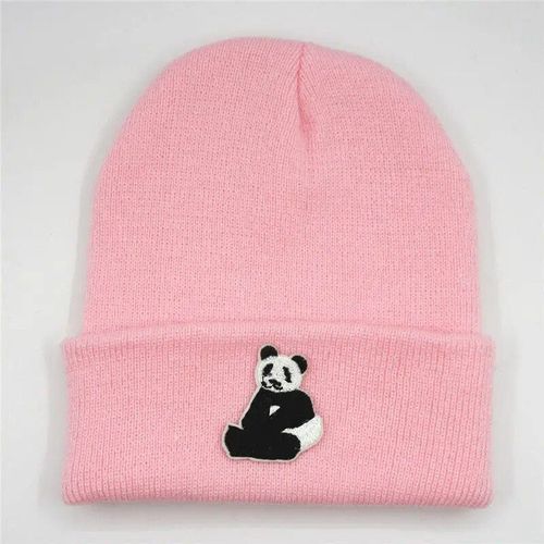 Chapeau Tricoté Épais En Coton Pour Homme Et Femme,Bonnet Chaud Avec Broderie De Panda,90