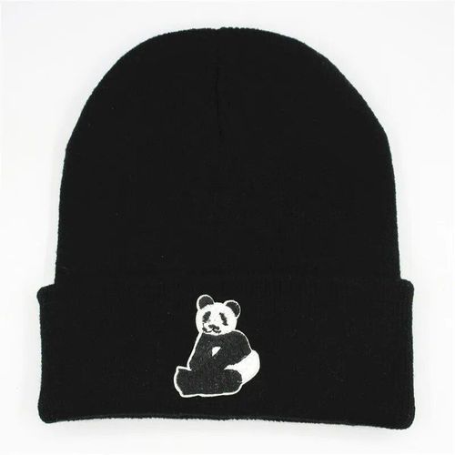 Chapeau Tricoté Épais En Coton Pour Homme Et Femme,Bonnet Chaud Avec Broderie De Panda,90