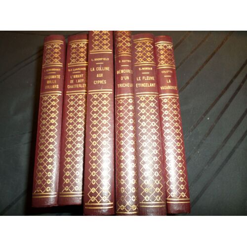 Lot De 6 Reliures 1955 Colette Lawrence Hemingway Morgan Guitry Bromfield