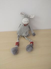 Peluche Doudou Ane Gris Rouge A Pois Les Petites Marie