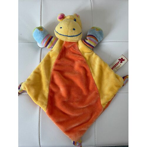 Doudou Peluche Nicotoy Hippopotame Orange Jaune