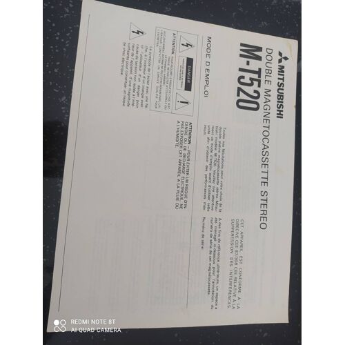 Notice Mode D'emploi Double Magnetocassette Stéréo M-T520