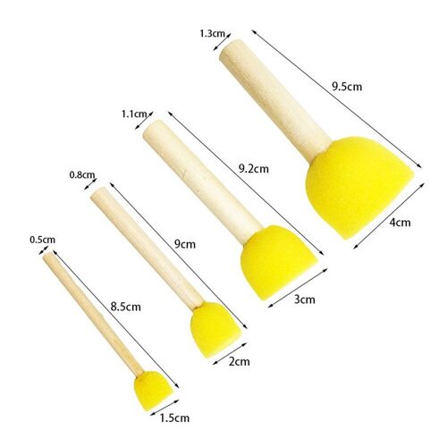 Brosse À Peinture Éponge En Mousse Ronde, 40 Pièces/Ensemble, Outils De Dessin Pour Enfants, Bricolage, Jouet, Nouveau