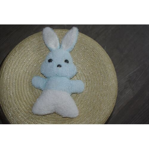 Peluche Lapin Bleu Et Blanc Ancien