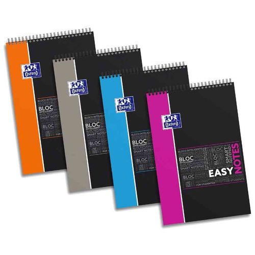 Oxford Lot De 10 Bloc-Notes À Spirale "Easynotes" Quadrillé Perforés160 Pages 210 X 315 Mm