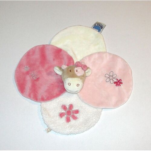 Doudou Vache Fleurs Plat Marionnette Noukies Noukie's