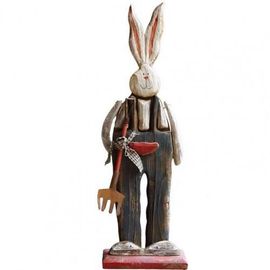 Statue De Jardin En Bois En Forme De Lapin, 1 Pièce, Décoration Vintage, Dessin Animé Rustique, Multifonction, Animal, Pour Les Cadeaux De La Saint Valentin