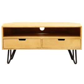 Meuble Tv D'angle En Manguier Massif Et Métal L100 Cm Vibes