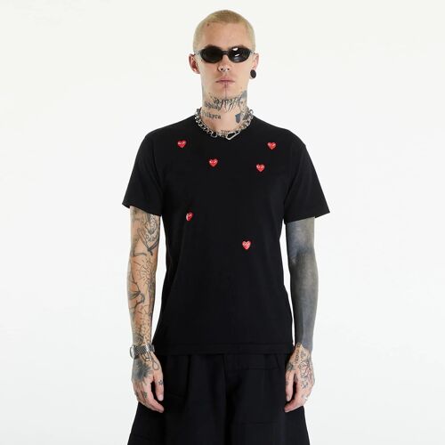 T-Shirt Comme Des Garçons Play Short Sleeve Logo Print T-Shirt Unisex Black Xxs