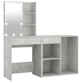 Coiffeuse Led Avec Armoire, Gris Béton, Miroir, Éclairage Usb Et Rangement, Style Moderne,