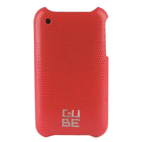 Coque Cuir Lézard Rouge+Film Pr Iphone 3g 3gs