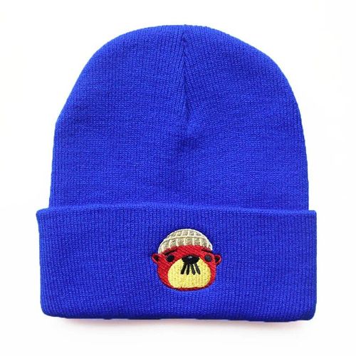 Chapeau Tricoté Avec Ours Brodé Pour Femme Et Homme,Bonnet Chaud,Style Hip Hop,Idéal Pour L'hiver