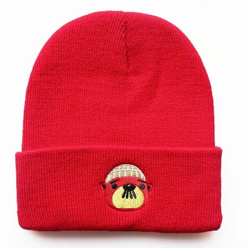Chapeau Tricoté Avec Ours Brodé Pour Femme Et Homme,Bonnet Chaud,Style Hip Hop,Idéal Pour L'hiver