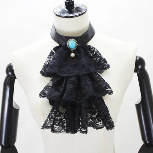 Faux Col En Dentelle À Volants Élégant,Col De Clown Superposé,Cravate,Accessoires De Costumes De Cosplay,Doux Col Détachable,Châle Enveloppant--04 Black