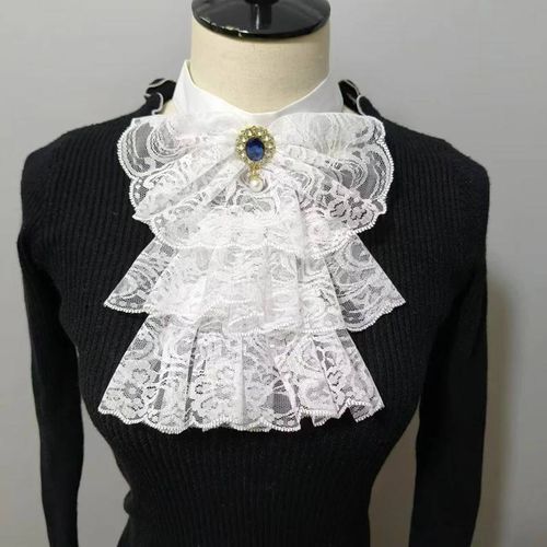 Faux Col En Dentelle À Volants Élégant,Col De Clown Superposé,Cravate,Accessoires De Costumes De Cosplay,Doux Col Détachable,Châle Enveloppant--03 White