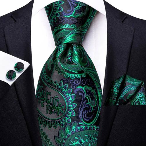 100% Soie Luxe Hommes Cravates Florale Noir Or Cravates Paisley Cravate Poche Carré Boutons De Manchette Ensemble Hommes Cravate De Fête De Mariage--3391