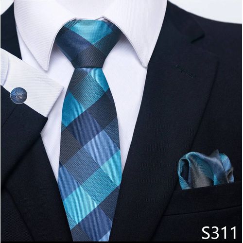 Cravate Pour Hommes Cravate Poche Carrés Ensemble Bleu Or Cadeau De Mariage Cravate Costume Accessoires Ajustement Groupe Fête De Vacances--S311