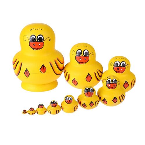 Poupées Matryoshka En Bois, 10 Pièces/Ensemble, Dessin Animé, Motif Canard Mignon, Nidification Russe, Jouet Bébé, Cadeau, Peinture À La Main, Décoration De Maison, Artisanat