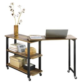 Sobuy Table D'appoint Rotative, Bout De Canapé À Roulettes, Table Console Mobile Avec 2 Étagères, Fwt83-Pf