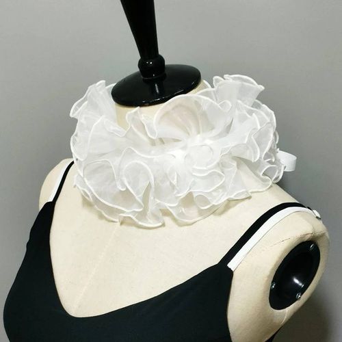 Faux Col En Dentelle À Volants Élégant,Col De Clown Superposé,Cravate,Accessoires De Costumes De Cosplay,Doux Col Détachable,Châle Enveloppant--05 White