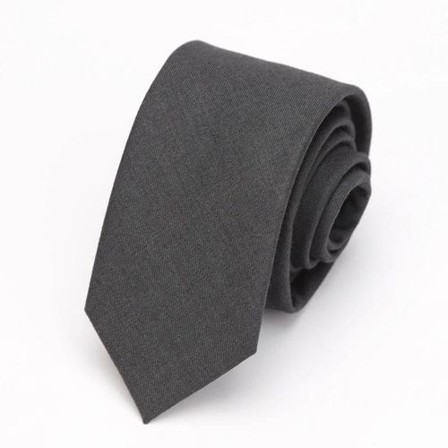 Cravate En Coton Noir Solide Pour Hommes,Col Étroit,Slim,Pour Mariage,Affaires,Costume De Fête Décontracté,Chemise,Cadeau Pour Hommes,Accessoire--Gris Foncé