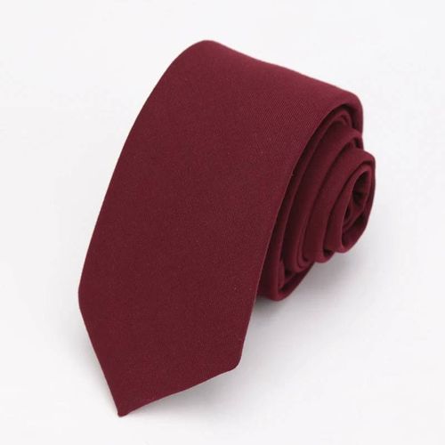 Cravate En Coton Noir Solide Pour Hommes,Col Étroit,Slim,Pour Mariage,Affaires,Costume De Fête Décontracté,Chemise,Cadeau Pour Hommes,Accessoire--Bourgogne