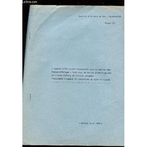 A Propos D'une Unite Pedologique Dans La Region Des Basses-Pyrennes : Les Sols De Touyas Developpes Sur Le Flysch Cretace Du Piemont Pyreen - Cartacteres Generaux E Conditions De Mise En ...