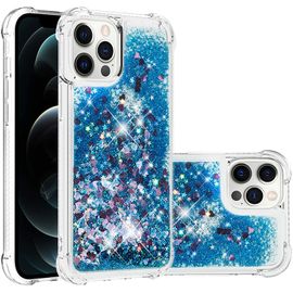 Coque Pour Apple Iphone 12 Pro Max, Coin Airbag Antichute Paillettes Sables Mouvants Coque Tpu Bumper Sparkle Case Compatible Avec Apple Iphone 12 Pro Max. Ybw Love Blue