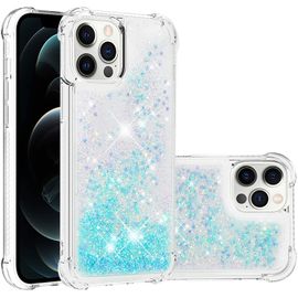 Coque Pour Apple Iphone 12 Pro Max, Coin Airbag Antichute Paillettes Sables Mouvants Coque Tpu Bumper Sparkle Case Compatible Avec Apple Iphone 12 Pro Max. Ybw Star Blue