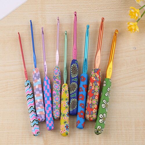 Kit De 9 Crochets À Main En Céramique, Aiguilles En Aluminium Pour Le Tissage De Tresse De Couture
