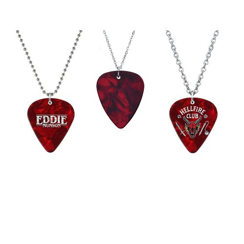 Hellfire Club Stranger Things Eddie Munsonred Guitar Pick Plectrum Ball Collier 3pcs