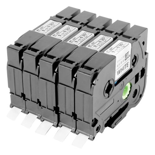 5pcs Tze-221 9mm Noir Sur Blanc Tze221 Tz221 Tze 221 Bande pour Brother P-touch Label Maker Imprimante Rubans Laminés