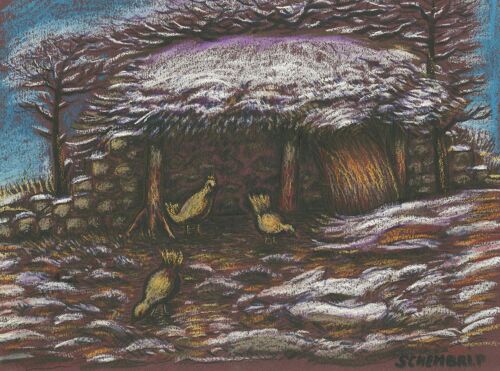 Poules Sous La Neige