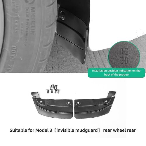 Pour Tesla Model 3 Modèle Y 2020-2023 Roue Arrière Mud Flaps Accessoires De Modification De Voiture Splash Guards Mud Fenders Kit