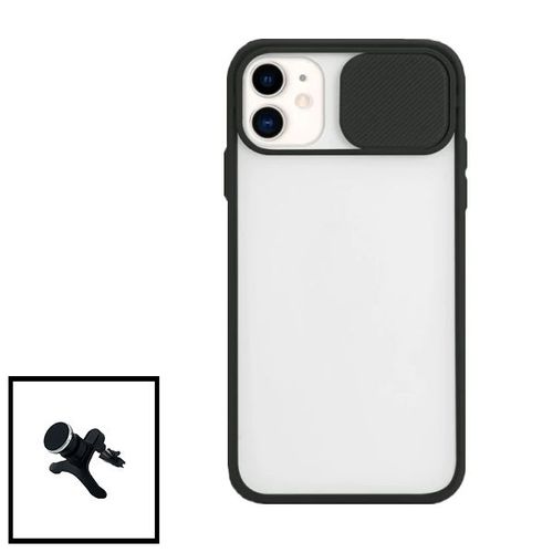 Kit Coque Avec Fenetre Anti-Choc Mat + Support Magnétique De Voiture Renforcé Pour Iphone 11 - Noir