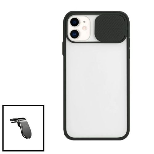 Kit Coque Avec Fenetre Anti-Choc Mat + Support Magnétique De Voiture Renforcé Pour Iphone 11 - Noir