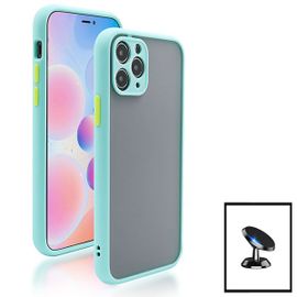 Kit Coque Antichoc Caméra Protection + Support Magnétique De Voiture Pour Iphone 12 Pro Max - Bleu Clair