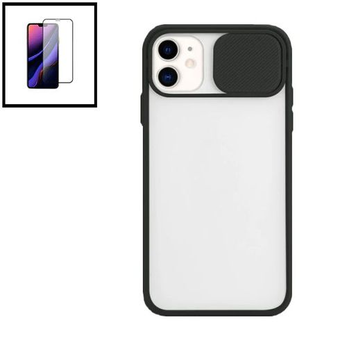 Kit Coque Avec Fenetre Anti-Choc Mat + Film De Verre Trempé 5d À Couverture Complète Pour Iphone 11 - Noir
