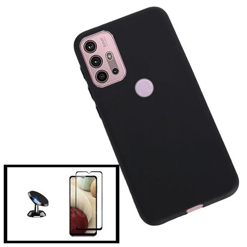 Kit Film De Verre Trempé 5d À Couverture Complète + Coque En Silicone Liquide + Support Magnétique De Voiture Pour Motorola Moto G30