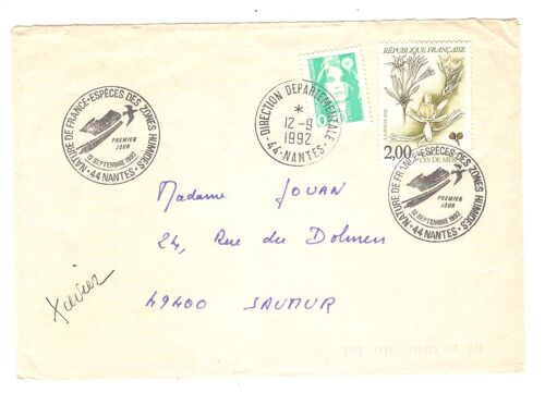 Nature De France Lys De Mer Cachet À Date 1er Jour 12 Septembre 1992 Espèces Des Zones Humides 