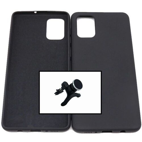Kit Support Magnétique Renforcé pour la Voiture + Coque Silicone Liquide pour Samsung Galaxy A21s - Noir