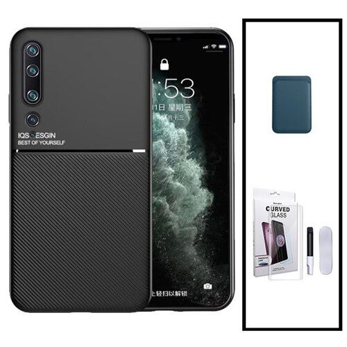 Kit Coque Magnétique Lux + Portefeuille Magnétique Bleu + Verre Trempé Nano Incurvé UV pour Xiaomi Mi 10 5G