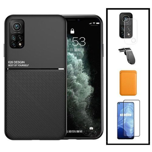 Kit Coque Magnétique Lux + Portefeuille Magnétique Orange + 5D Full Cover + Film Caméra Arrière + Support Magnétique L pour Xiaomi Mi 10T Pro 5G