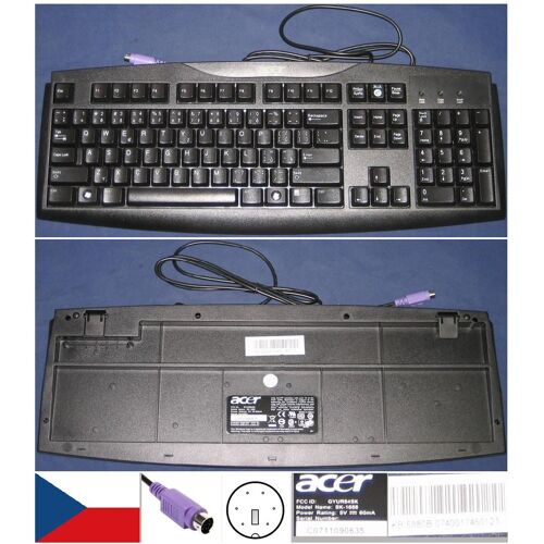 Clavier/Keyboard Qwerty Tchèque / Czech Pour SK-1688 SK1688, KB.6880B.074, KB6880B074, Port connecteur/ connector PS2, Noir / Black
