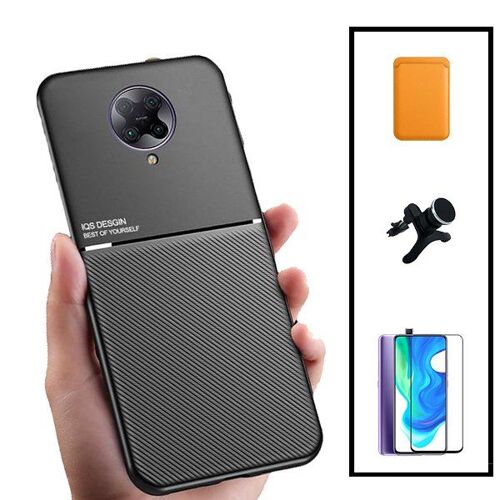 Kit Coque Magnétique Lux + Portefeuille Magnétique Orange + 5D Full Cover + Support Magnétique Renforcé pour Xiaomi Redmi K30 Pro